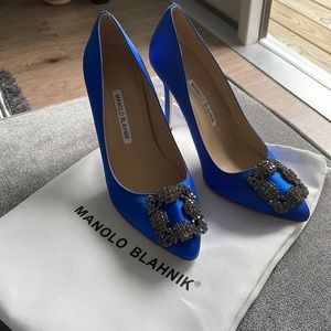 Satin blue pumps